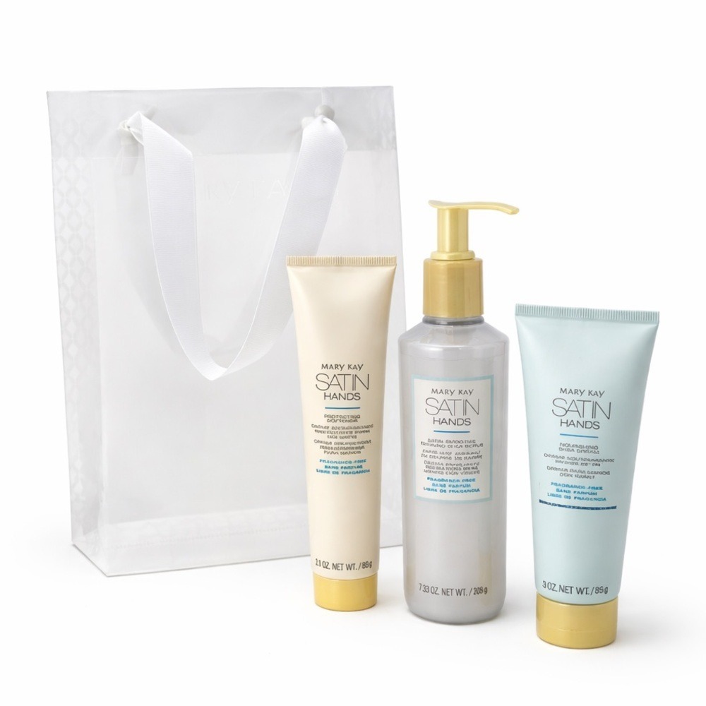 New Mary Kay Satin Hands Fragrance Free Pampering Set Shea Cream Scrub